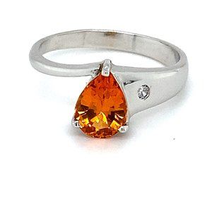 Mandarin Spessartine 1.50ct Diamond 18K Gold Ring
